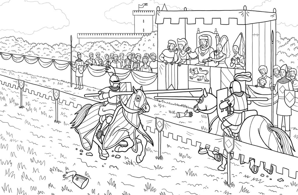 1-coloriage-chevaux-chevaliers