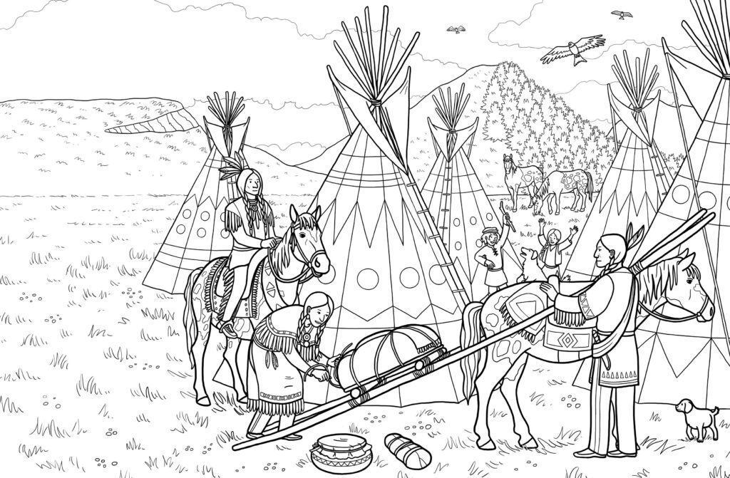 3-coloriage-chevaux-Indiens